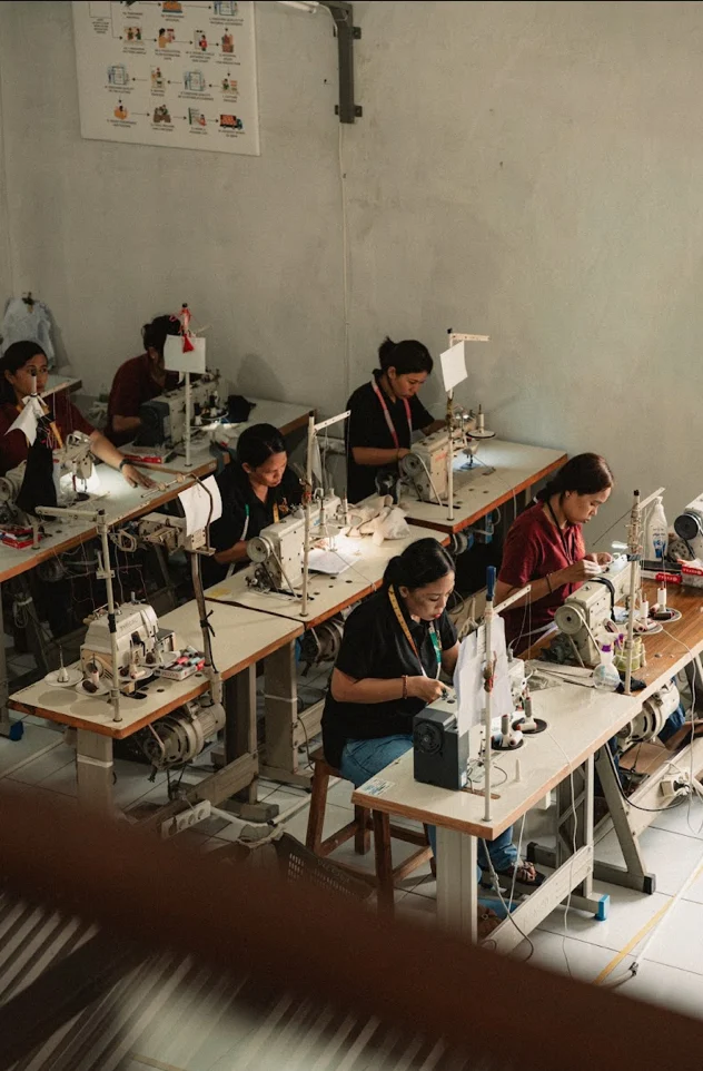 Casa Annie Bali makers crafting garments in the workshop