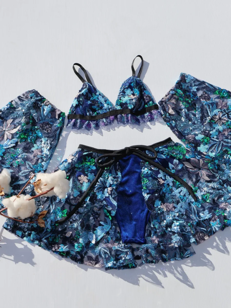 Floral Blue Ruffled Set  - Casa Annie Bali our works image 1